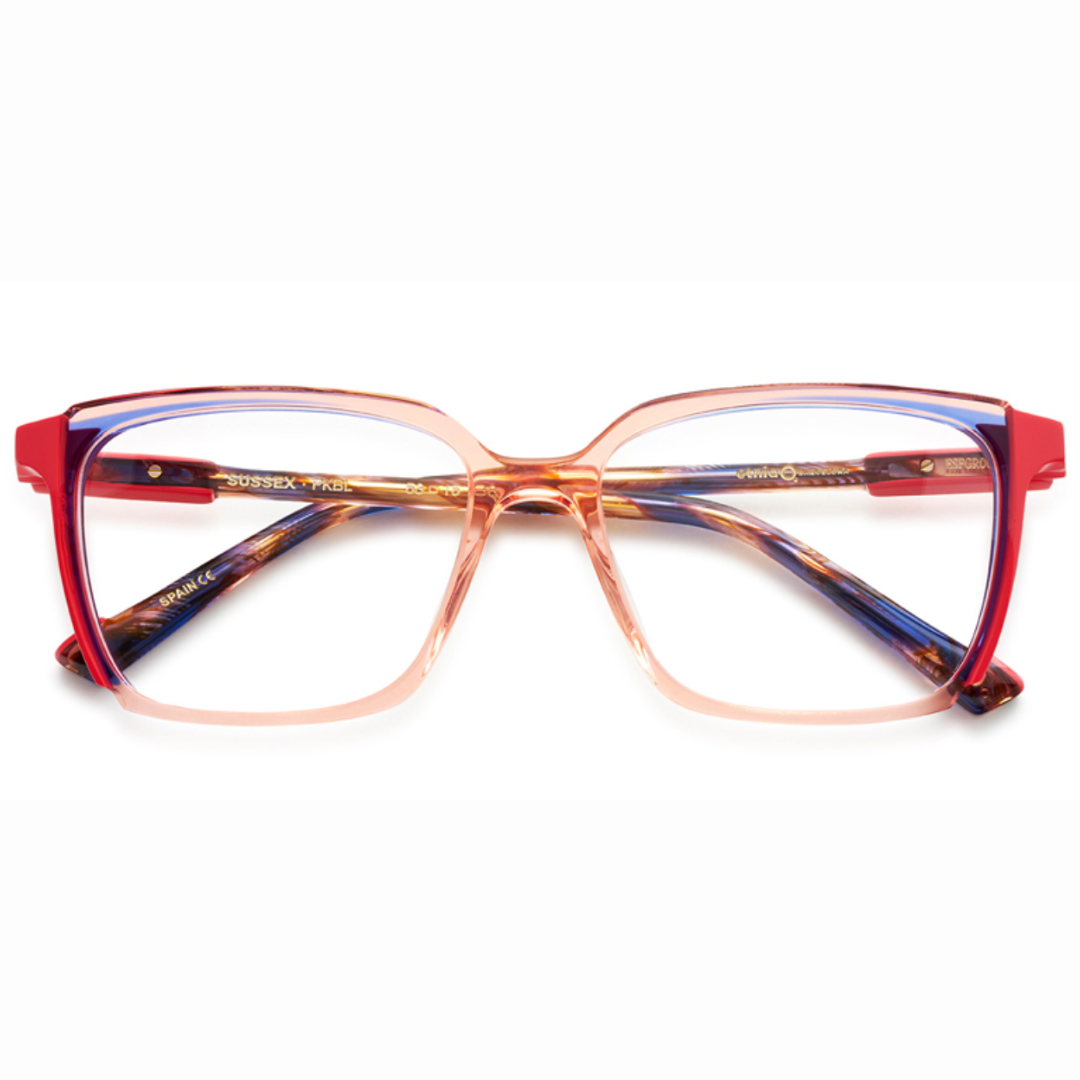 áttetsző piros és kék nőies etnia Barcelona szemüvegkeret