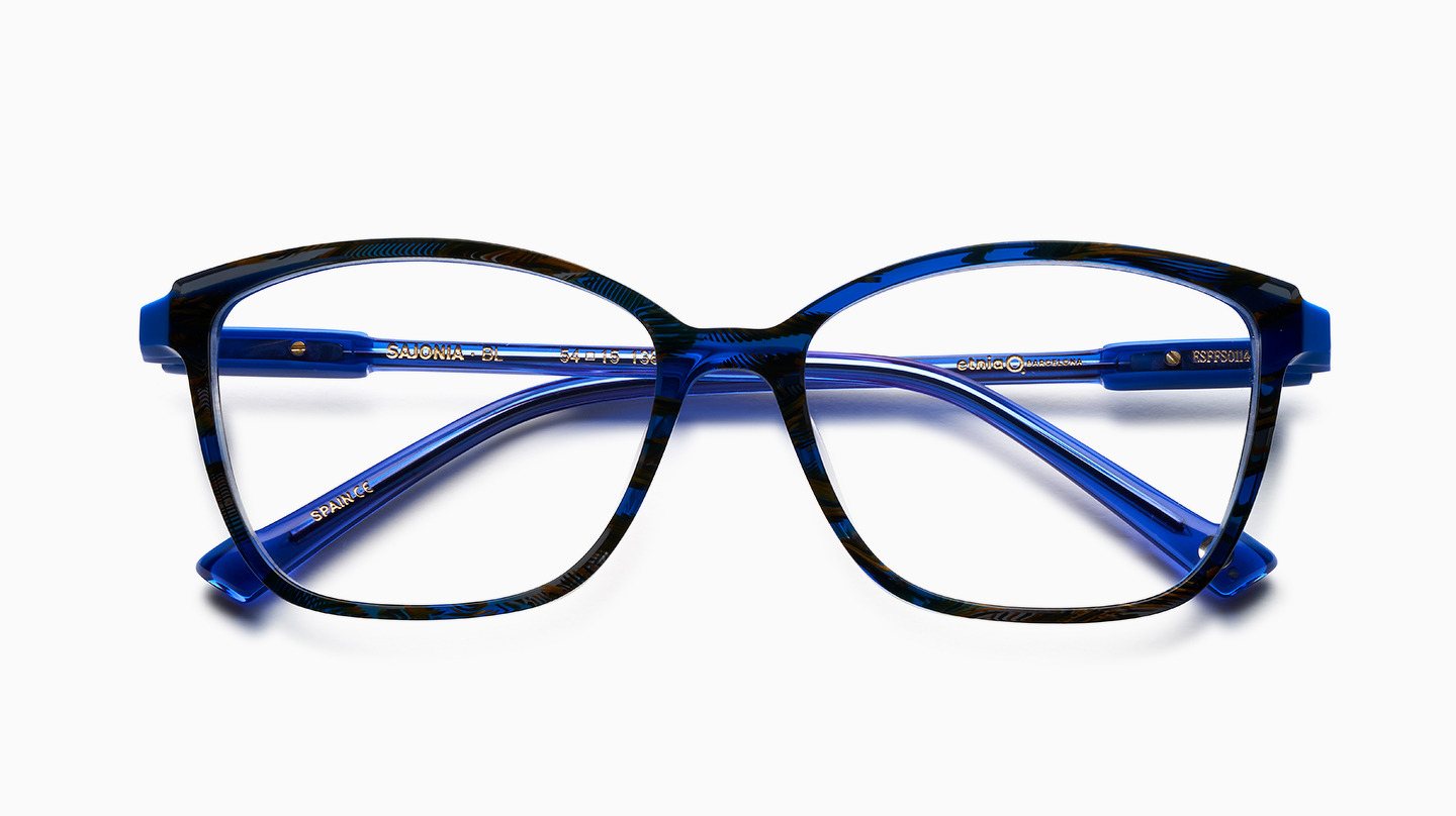 kék színű, klasszikus formájú női Etnia szemüvegkeret acetát